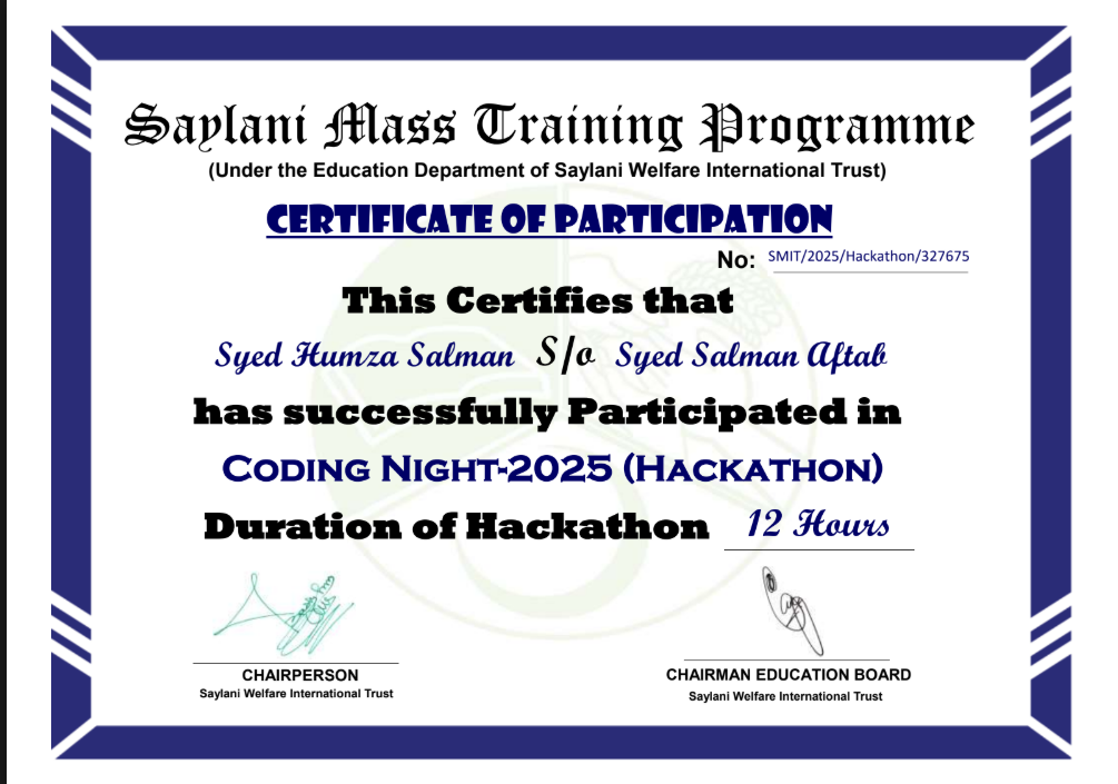 Certificate of Participation